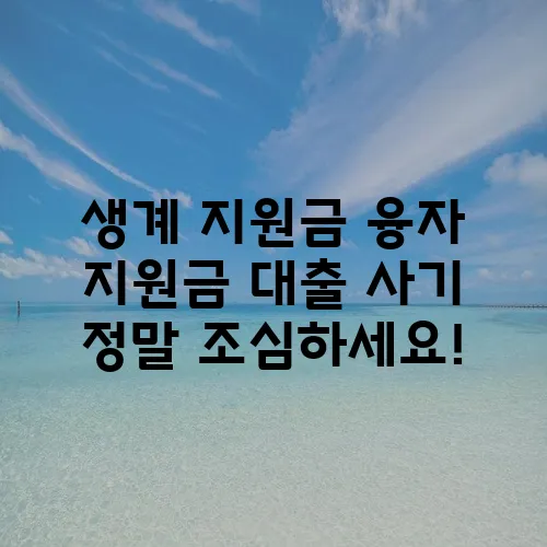 생계 지원금 융자 지원금 대출 사기 정말 조심하세요!