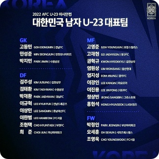 U23대표팀명단