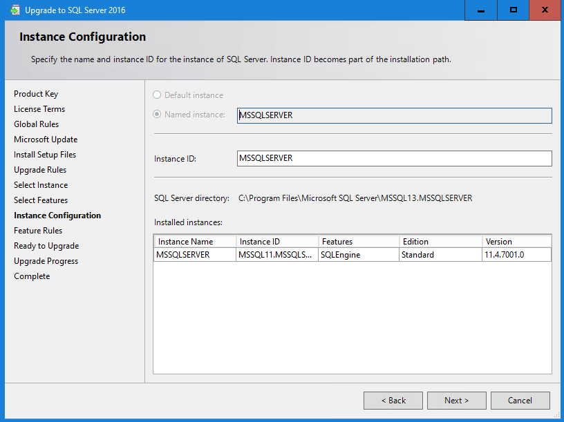 install instance configuration