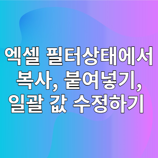  [업무가이드] 엑셀 필터된 상태에서 복사, 붙여넣기, 일괄 값 수정하는법(매크로X)
