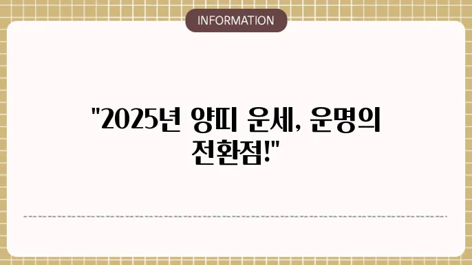 2025년 양띠 신년운세