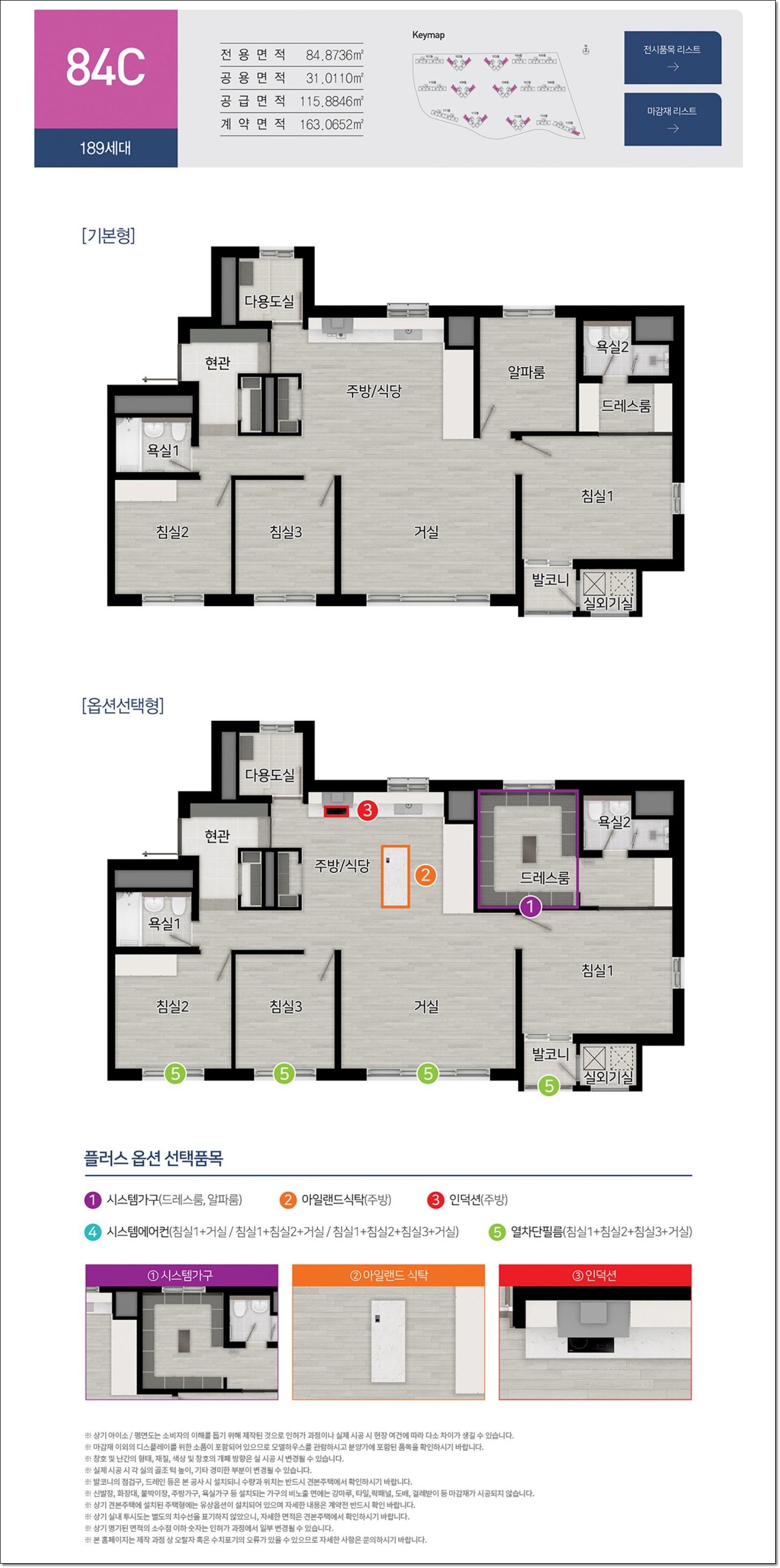 GTX 운정역 금강펜테리움 센트럴파크 84C 타입 평면도