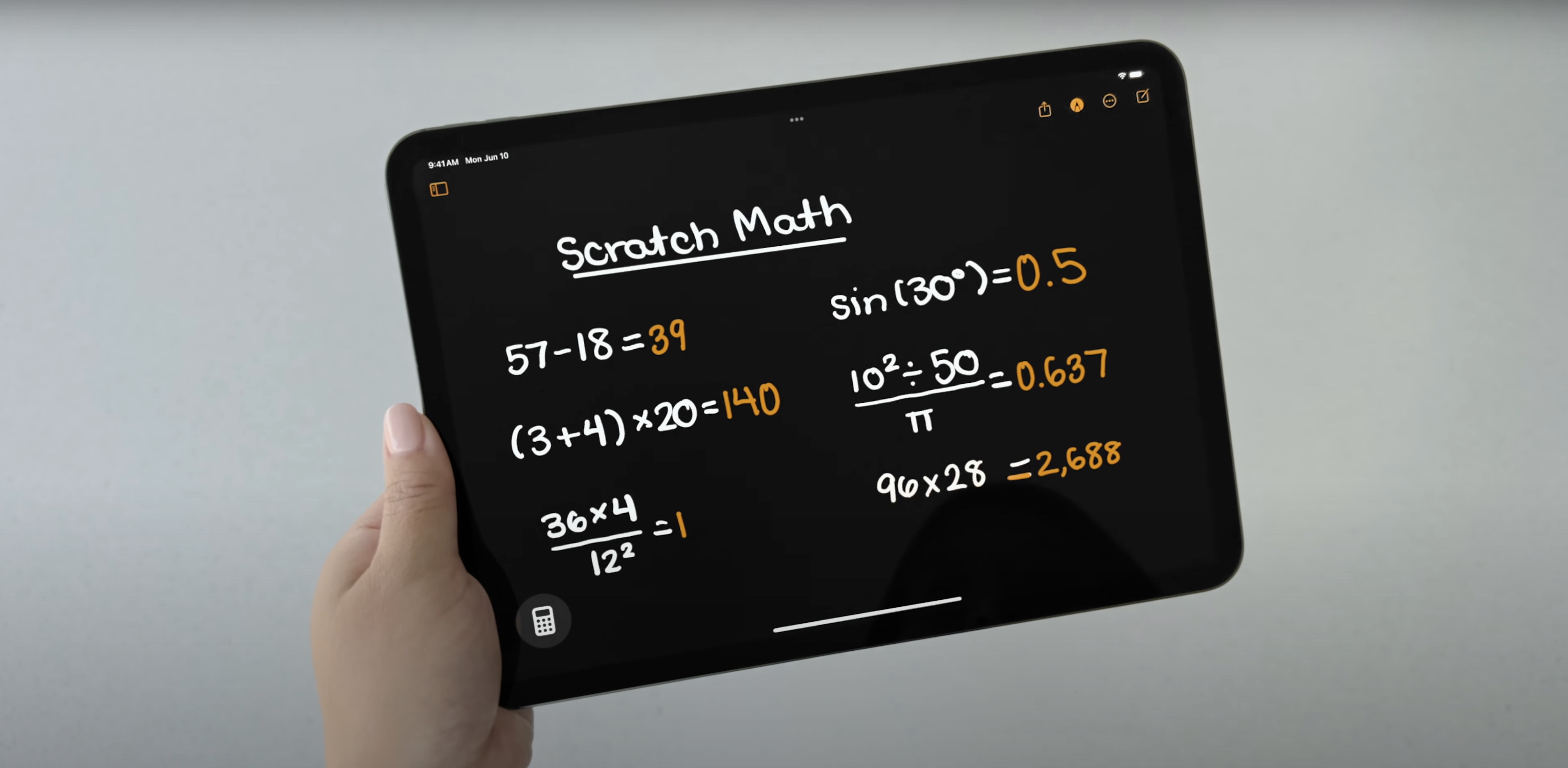 Math Note 계산(흰색이 사람이 쓴거, 주황색이 기계가 계산)