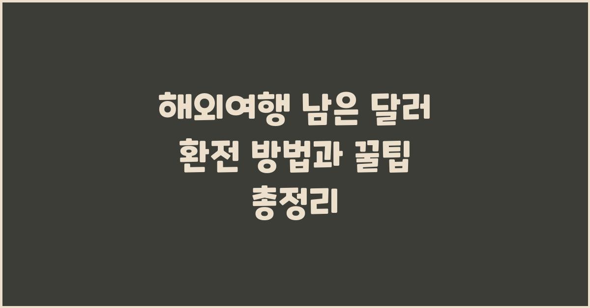 해외여행 남은 달러 환전