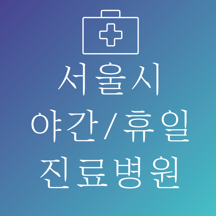  서울시 비상 진료 대책 상황실 운영 및 야간·휴일 진료병원 안내