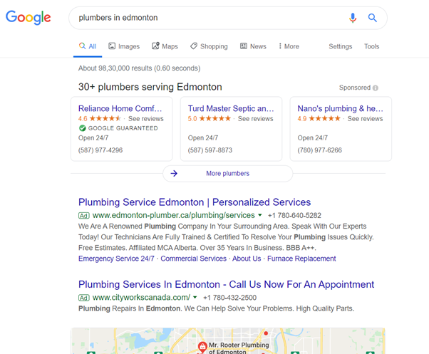 google local service ads example