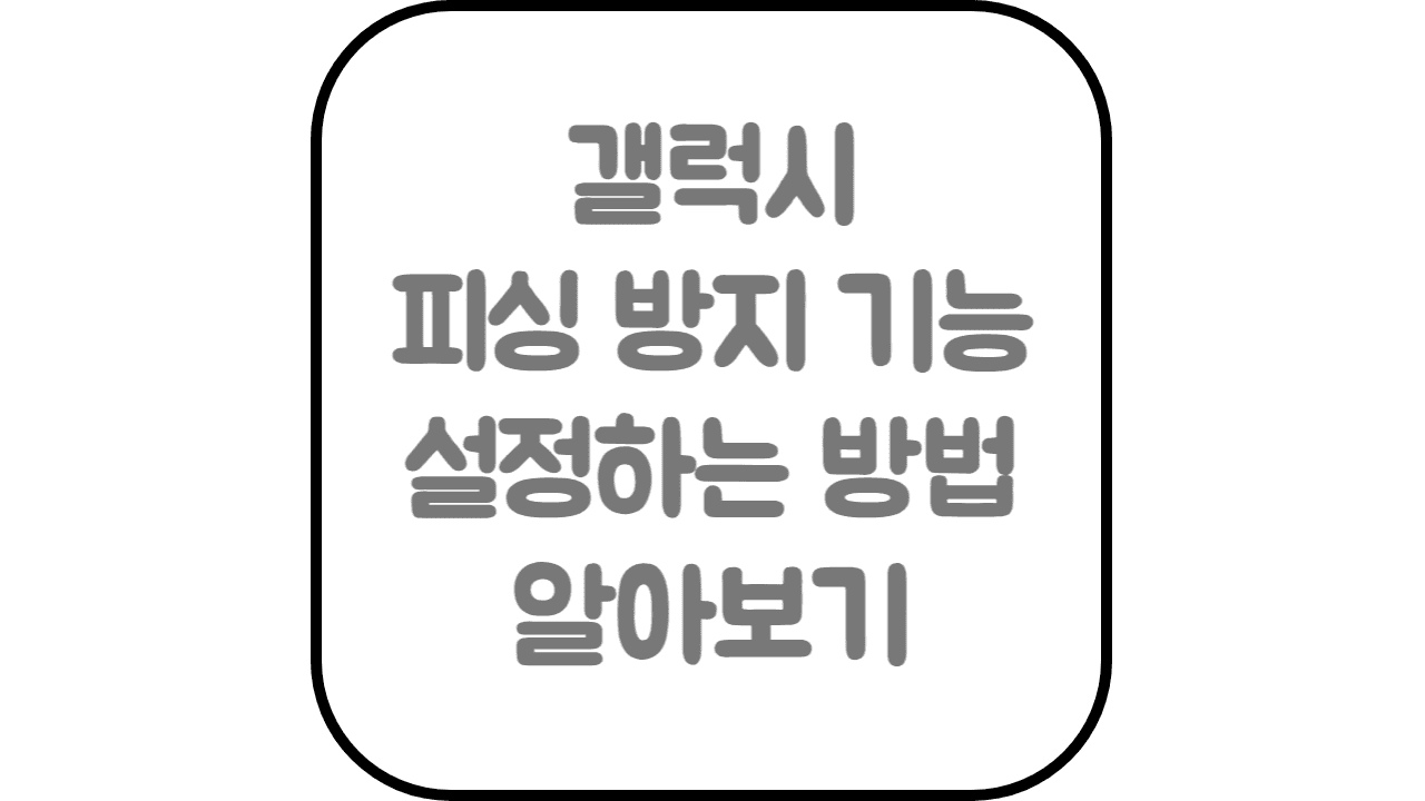  갤럭시 피싱 방지 기능 설정하기 피싱예방 문자피싱
