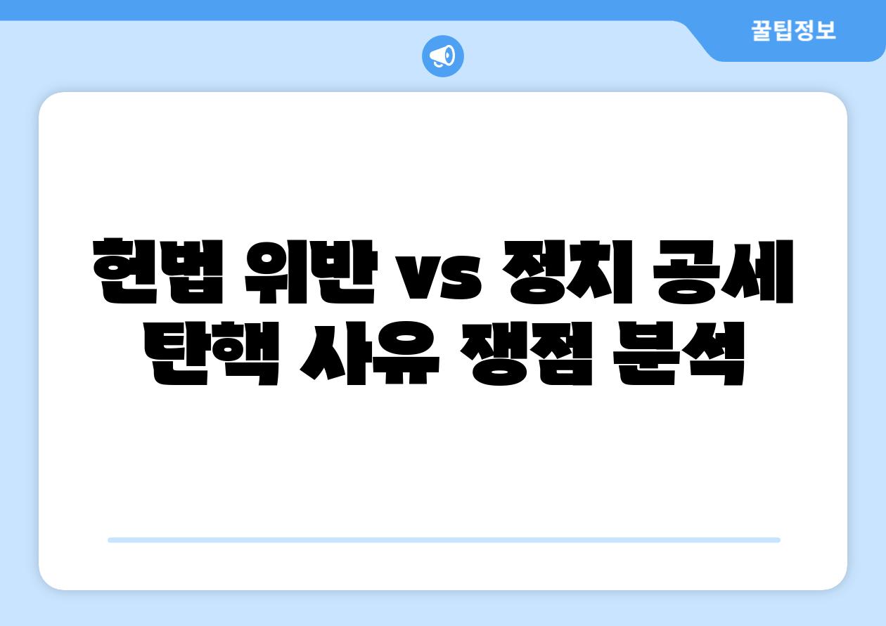 헌법 위반 vs 정치 공세 탄핵 사유 쟁점 분석