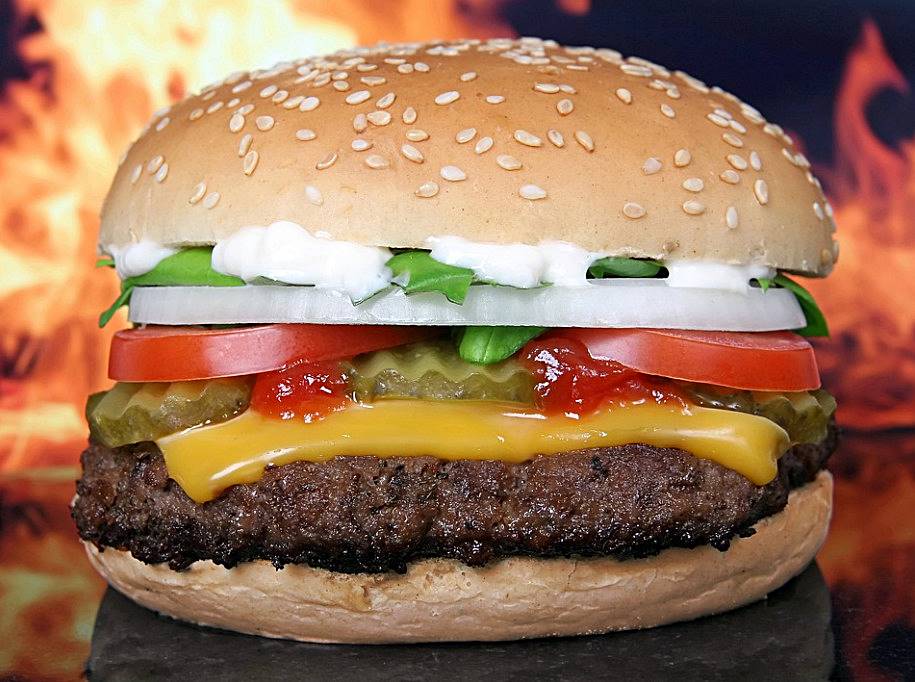 화재 배경 맛있어 보이는 햄버거 사진