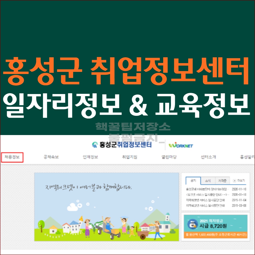 홍성군 취업정보센터 구인구직 정보