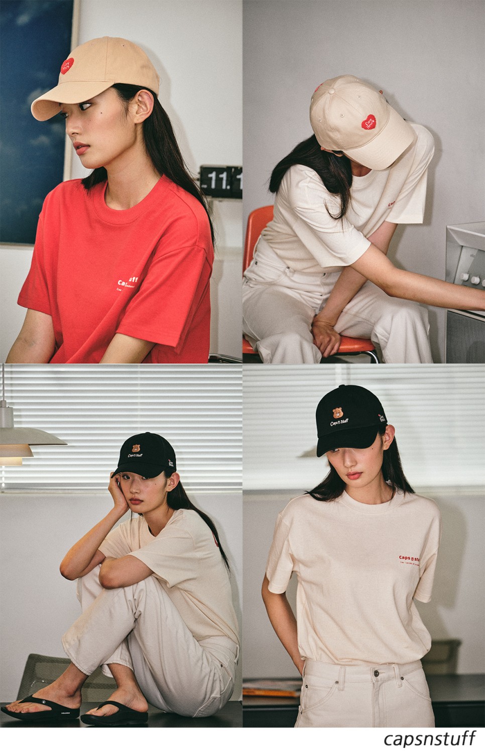 하트 모자 코디 귀여운 캡스앤스태프 스마일 볼캡! 11