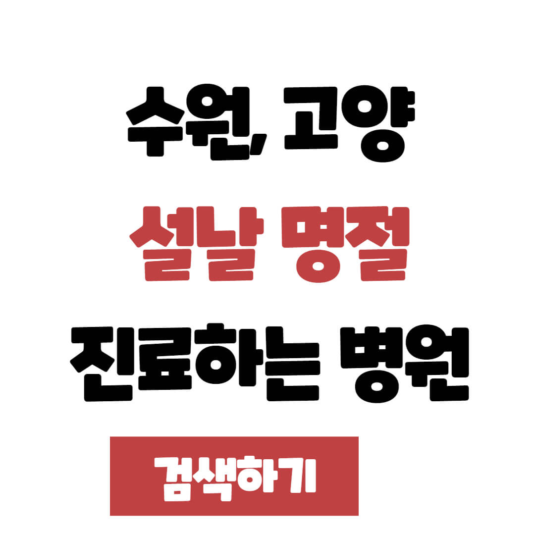 수원시 고양시 설날 명절 연휴 진료하는 병원, 약국, 응급실 찾는 방법