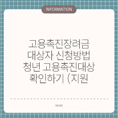 고용촉진장려금 대상자 신청방법 청년 고용촉진대상 확인하기 (지원