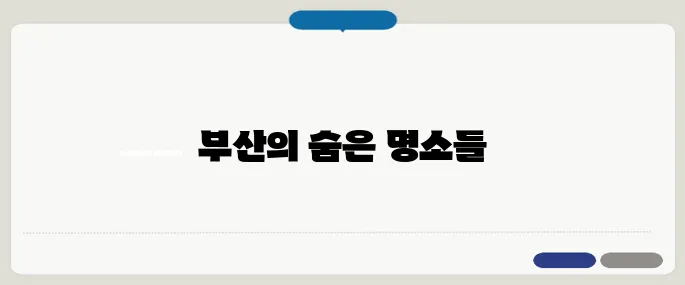 부산 가볼만한곳 현지인 추천 스폿 TOP5