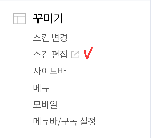 꾸미기 > 스킨 편집