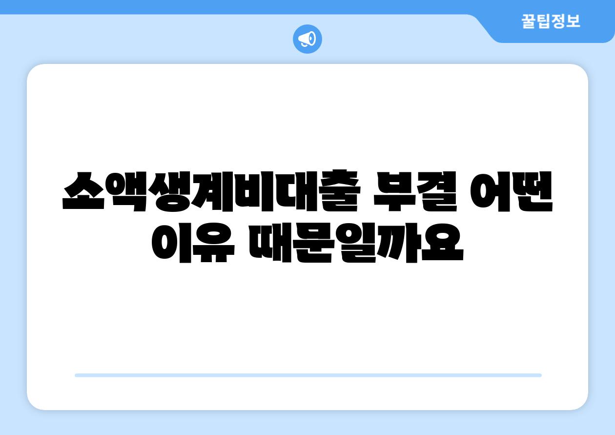 소액생계비대출 부결 어떤 이유 때문일까요