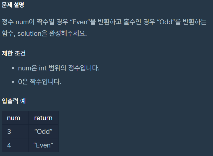  [프로그래머스] 짝수와 홀수 (C언어, python)