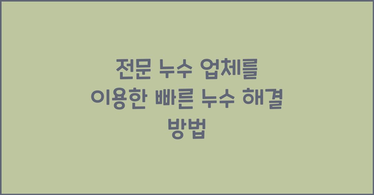 전문 누수 업체