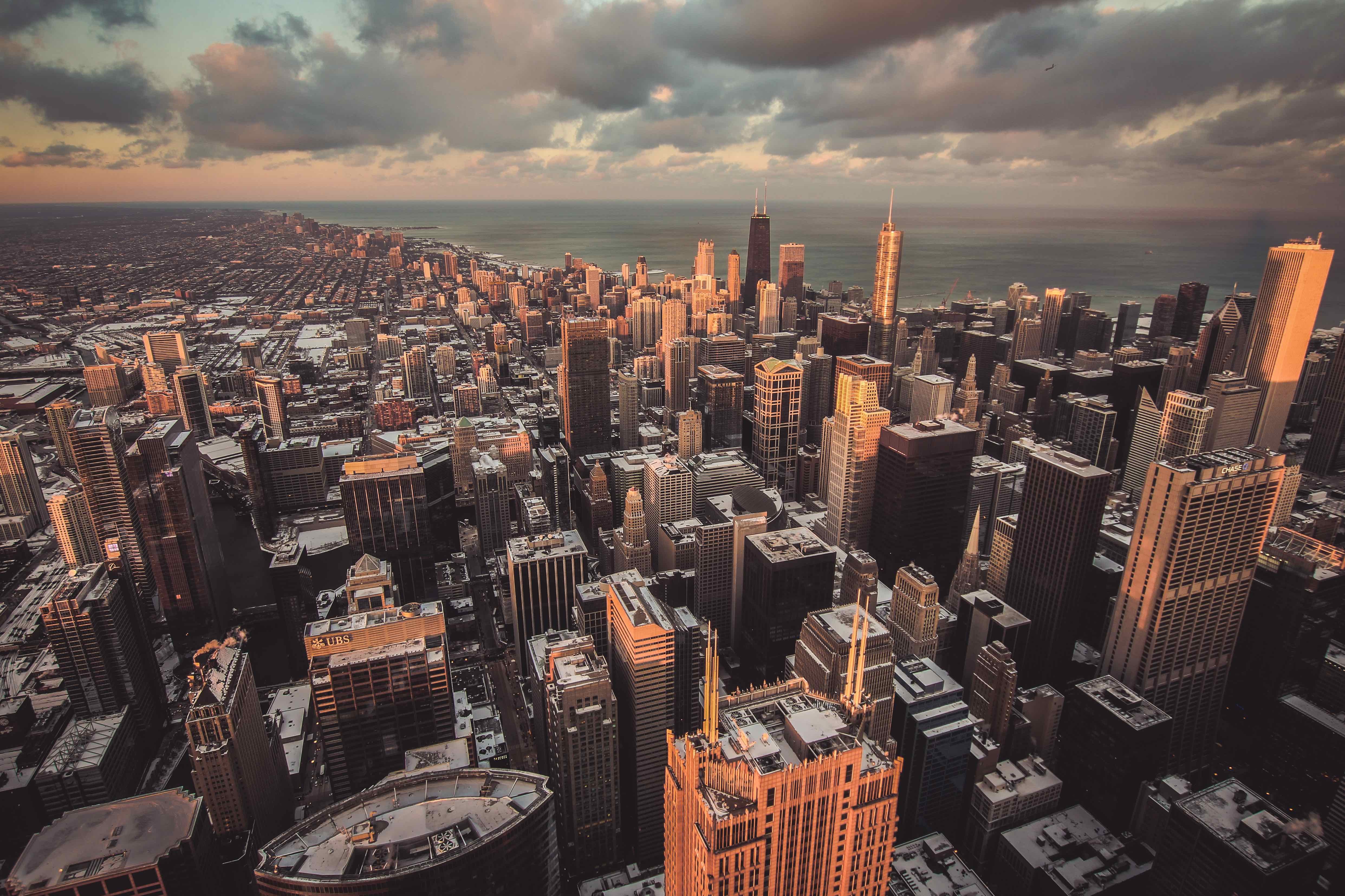 미국 시카고 스카이덱 전망대에서 찍은 시카고 전역이 내려다보이는 사진