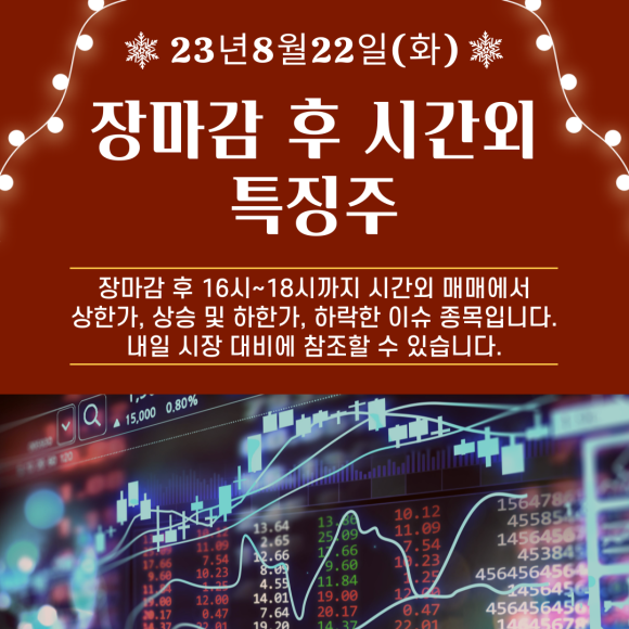  2023년 8월22일(화) 장마감 후 시간외 특징주