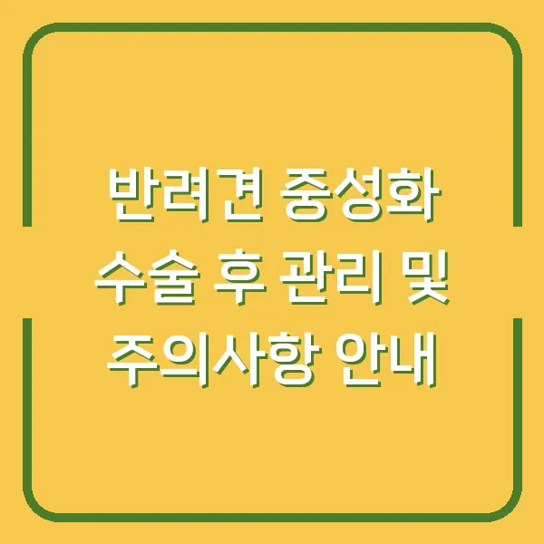 반려견 중성화 수술 후 관리 및 주의사항 안내