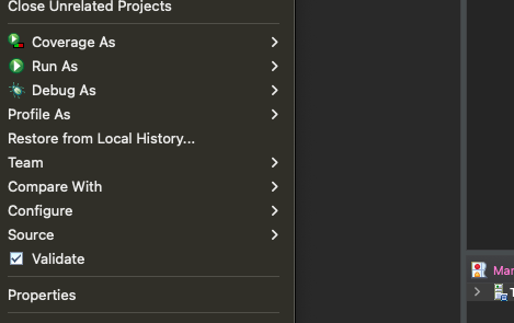 (Mac OS) Eclipse (Eclipse) "Refresh Gradle Project"가 보이지 않을 때의 문제 해결 방법 1