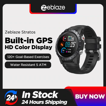  새로운 2021 Zeblaze Stratos 스포츠 스마트 시계 gps GPS GLONASS GALILEO 심박수 SpO2 VO2max 스트레스 25일 배터리 수명 WR 5 ATM원래 가격:  USD 79.99 --> 현재:  USD 49.59