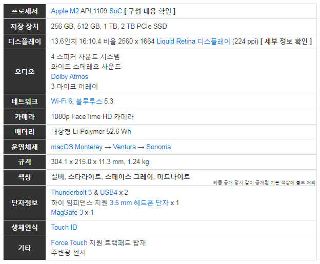 맥북-에어-M2-스펙