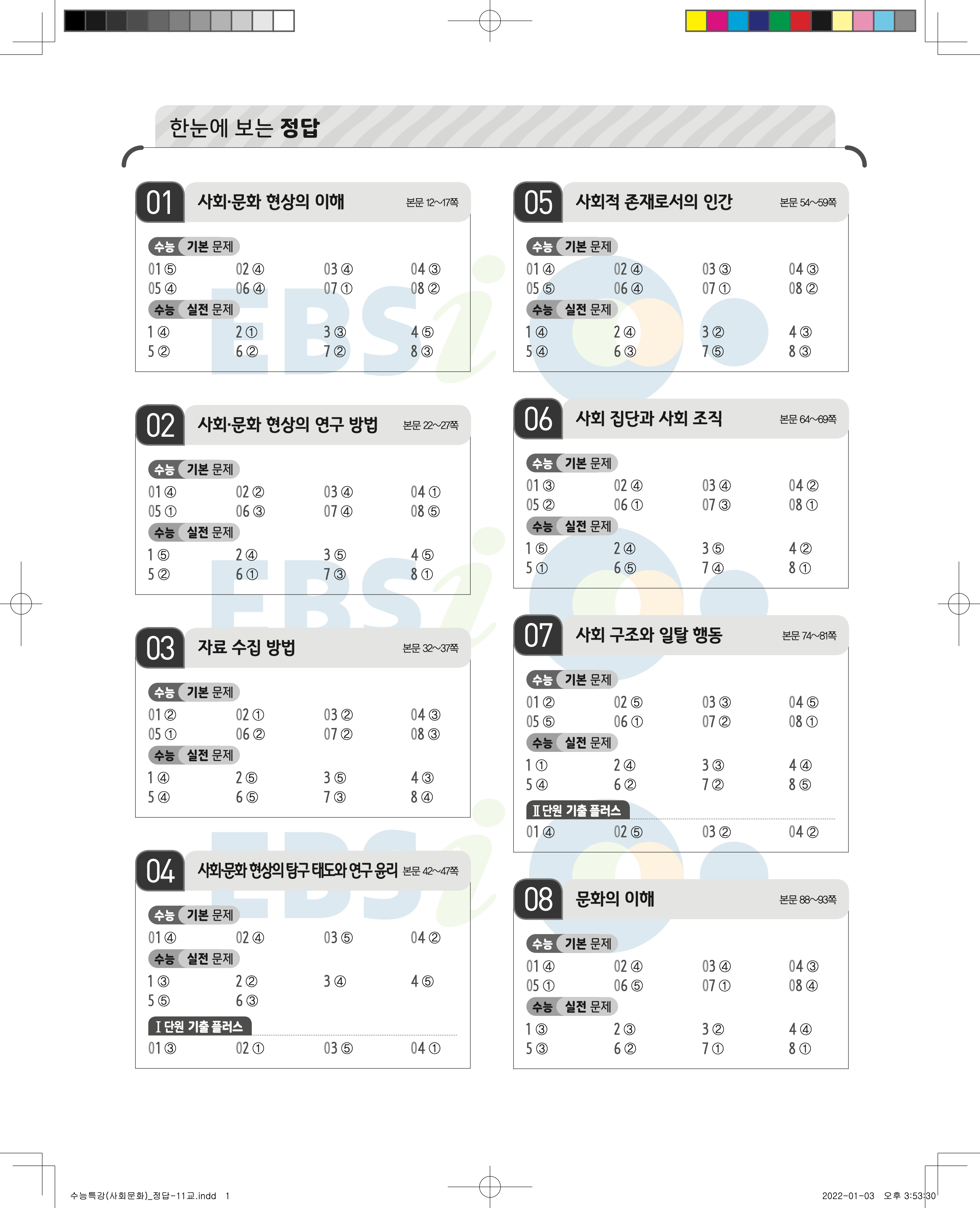 2023 수능특강 사회문화 답지 수특사문답지 바로보는 사진답지 모바일최적화 :: 답지