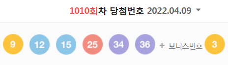  1010회차 로또 당첨번호 (1등 당첨자는 8명으로 당첨금은 31억 1938만 원)
