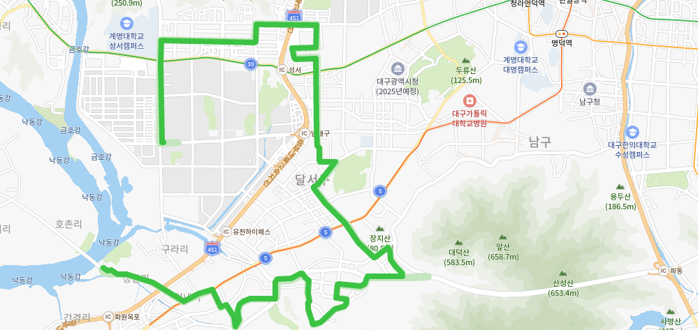  대구 달서3번 버스 노선, 시간표 [계명대 동문, 대구전자공고, 대건고교, 상인네거리, 대곡고등학교, 화원초교]