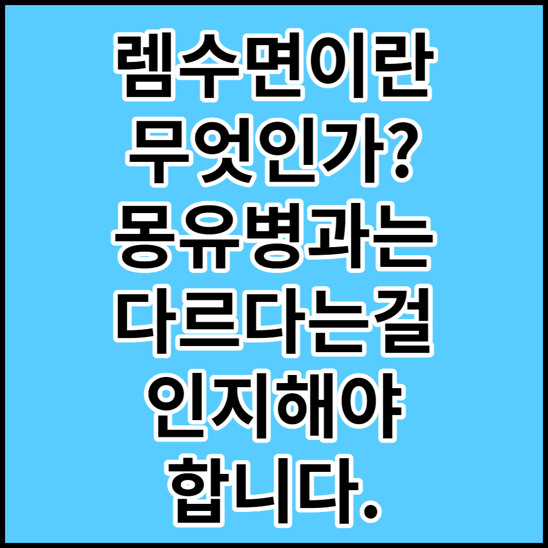  [렘수면]에  대해서 다양하게 알아보기
