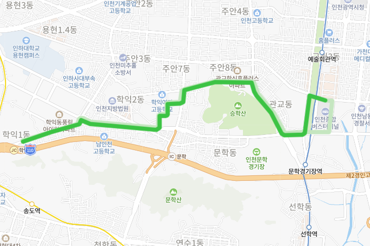  [인천] 520번버스 시간표,  노선,요금 :  학익고, 롯데백화점, 인천터미널, 인명여고