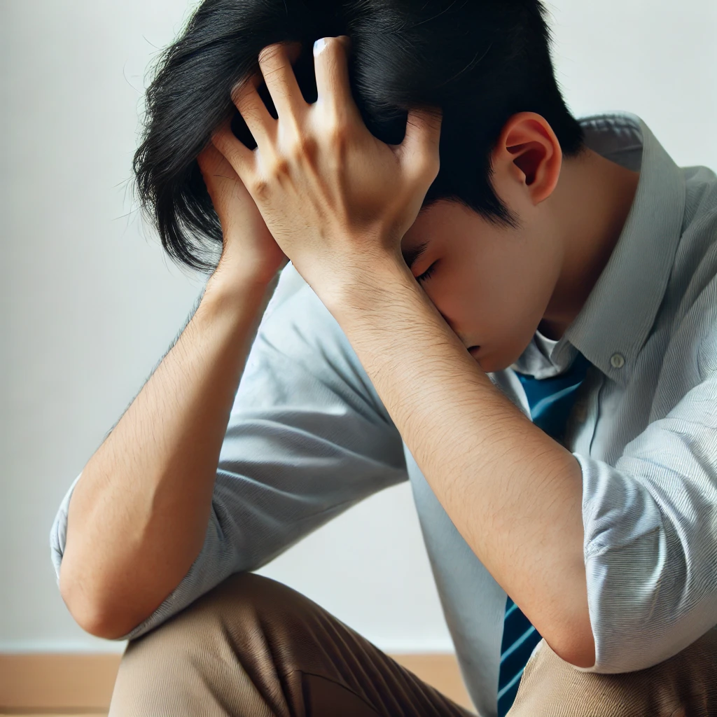 공항장애로 괴로워하는 젊은 청년