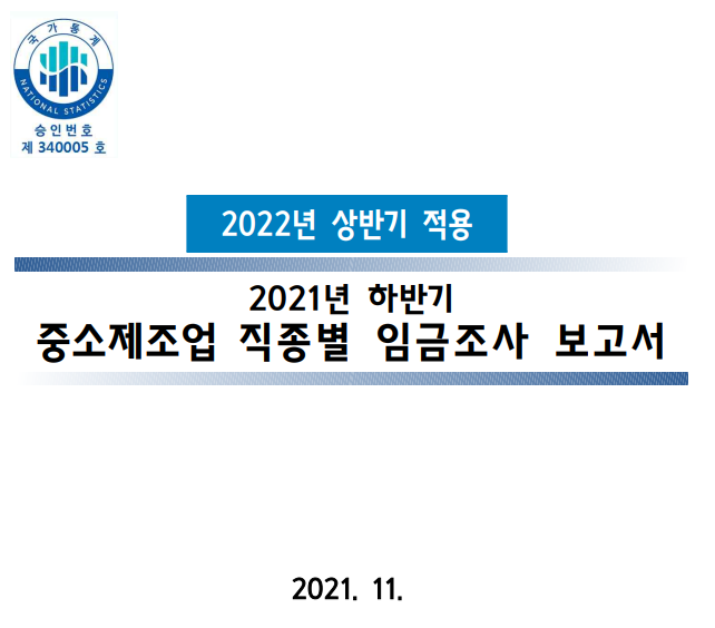 2022년 상반기 반영된 중소제조업 직종별 임금조사 보고서 현황 조사