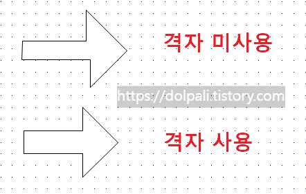 한글 격자 사용/미사용 예시