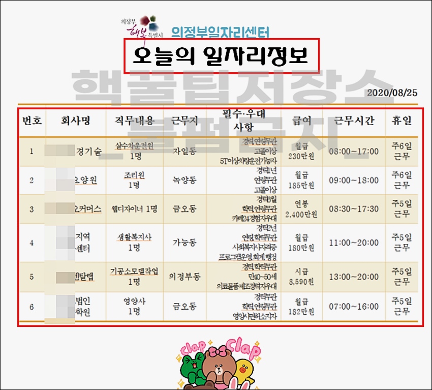 의정부시청 일자리 의정부 구인구직 정보