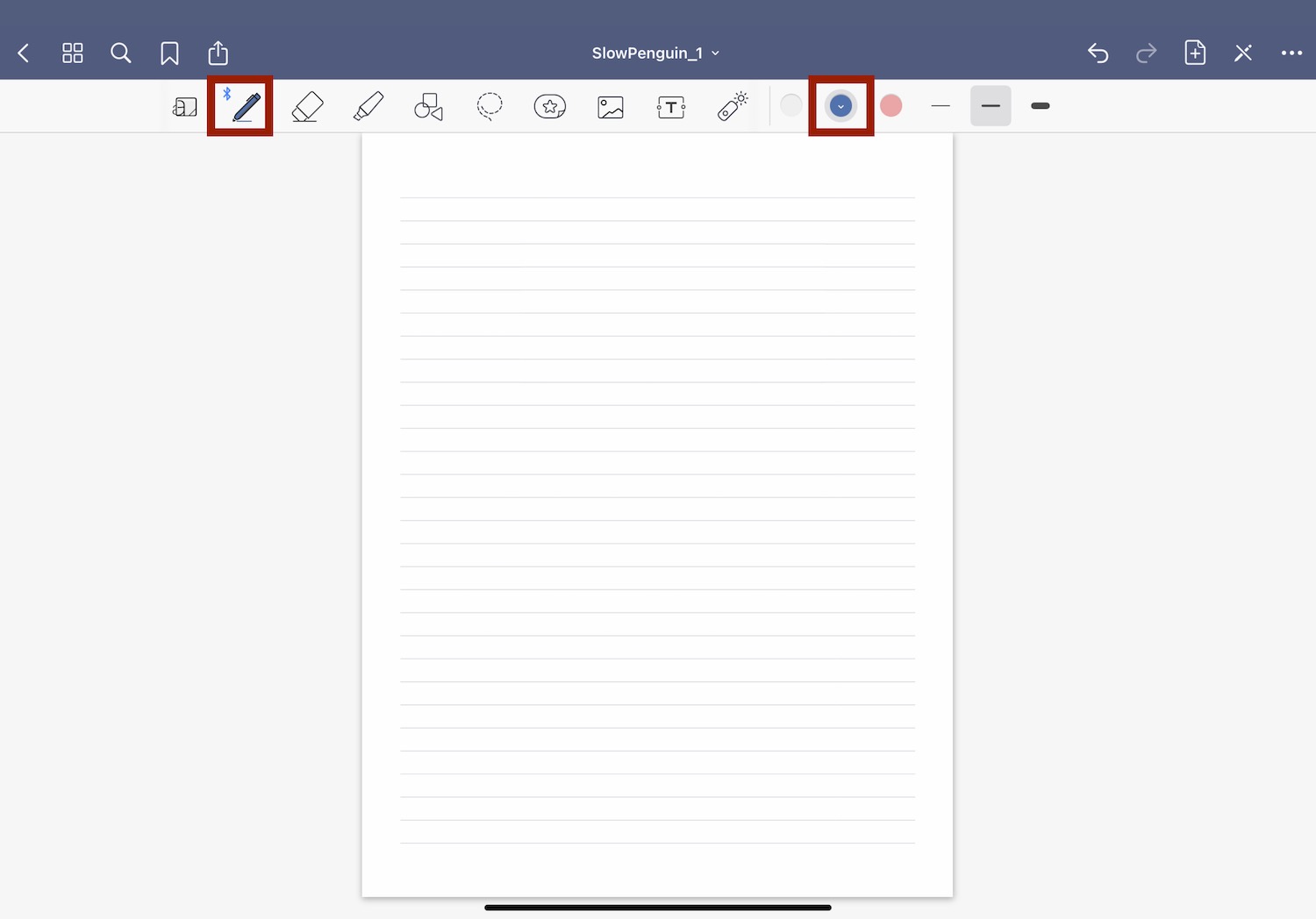 펜 툴을 선택한 화면