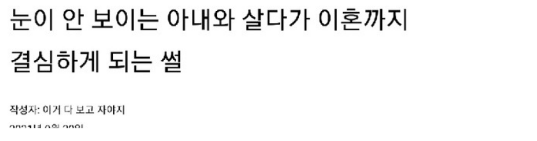 시각ㅈ애 아내와 살다가 이혼까지 결심하는 남자