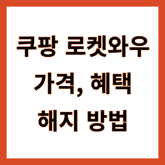 쿠팡 로켓와우 가격