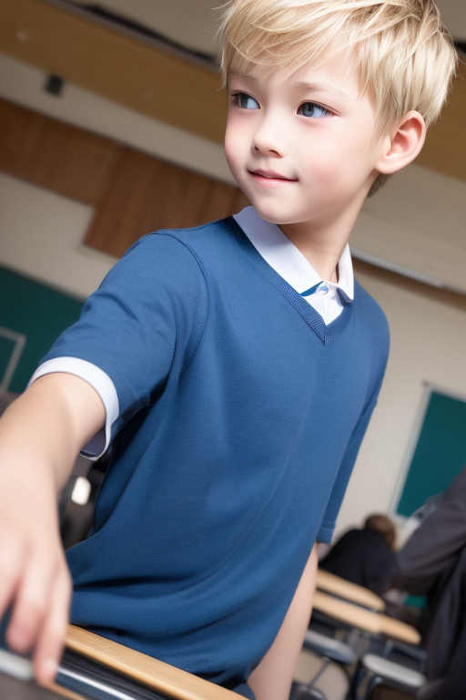  [Boy-152] Free Ai images of blond boys in the background of school