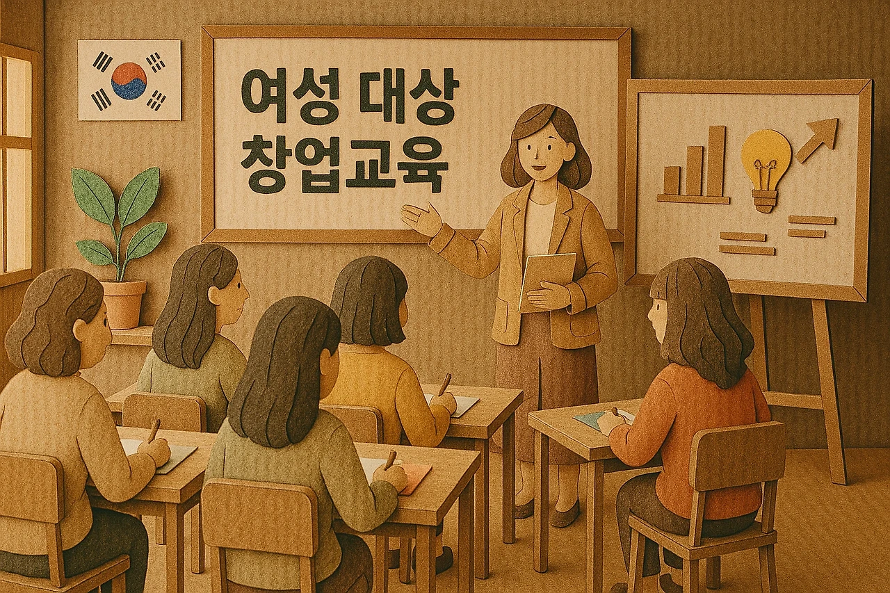정부에서 지원하는 여성 대상 창업교육 진행 현장 이미지화