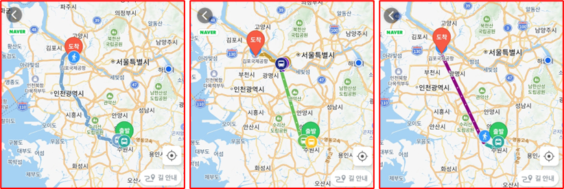 지도로 노선을 확인