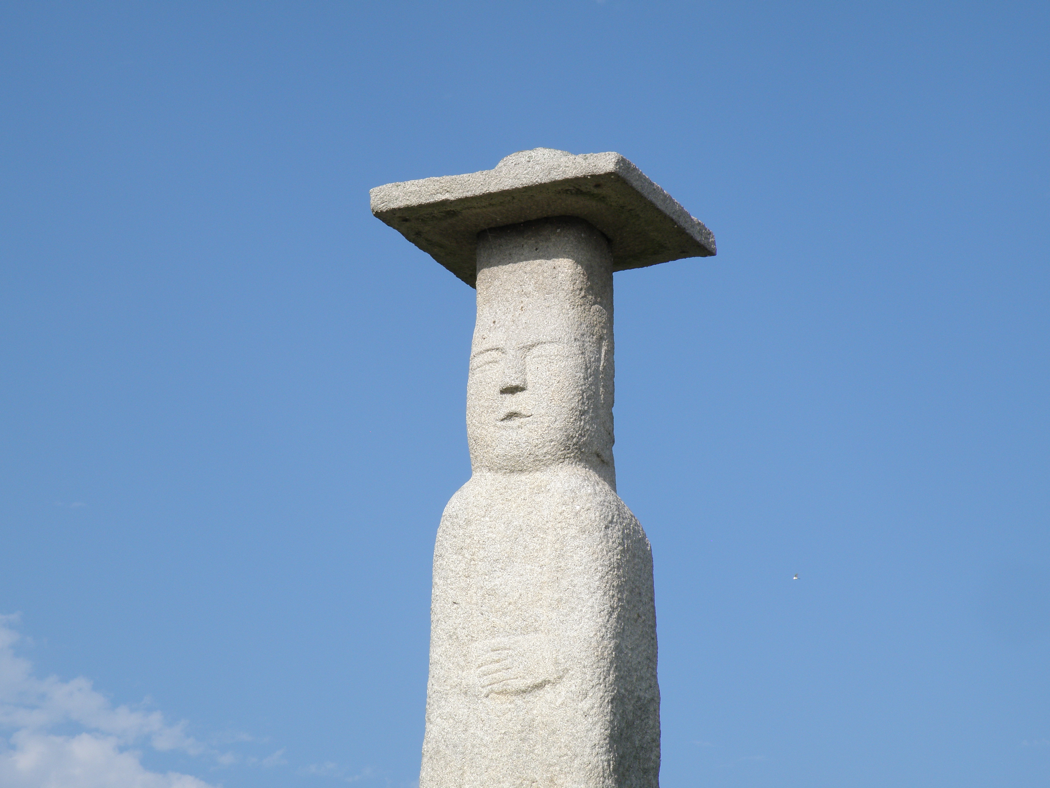 동고도리 (여女)석불입상의 우측 상반신