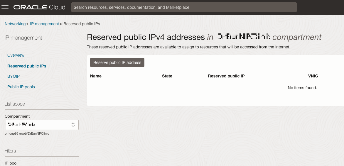 Reserved public ips