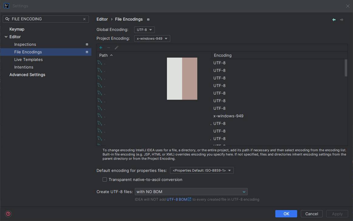 [IntelliJ] SQL 프로젝트 파일 인코딩 변경하기 — 코딩 공부하는 블로그
