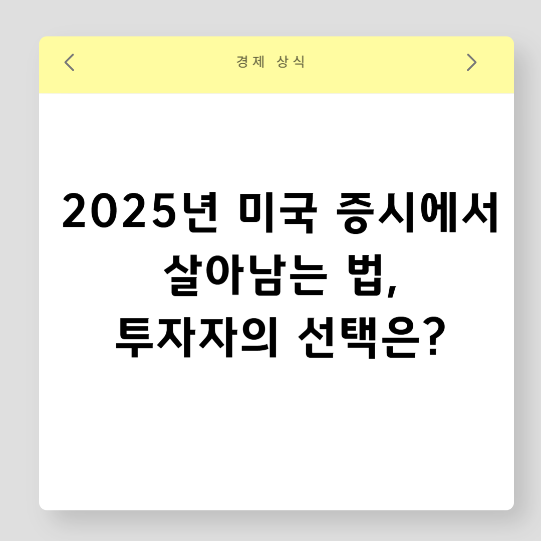 2025년 미국증시에서 살아남는 법, 투자자의 선택은?