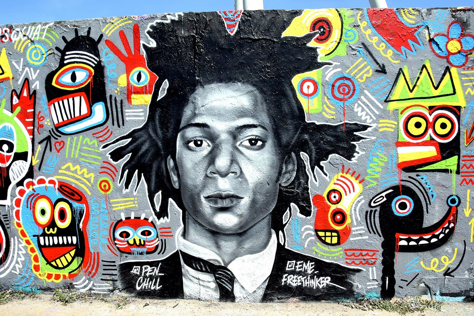 Graffiti Jean-Michel Basquiat Eme Freethinker Pen Chill Mauerpark Berlin-Prenzlauer Berg