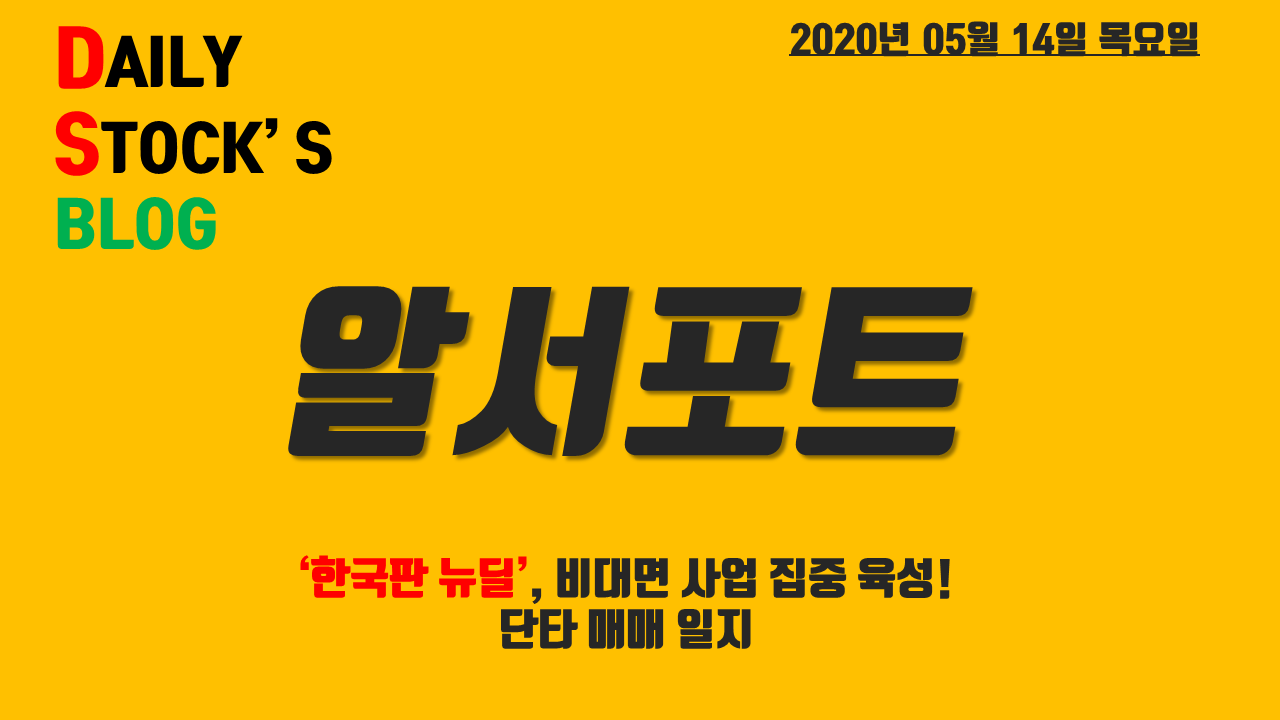  알서포트 주식 주가 전망! - '한국판 뉴딜' 비대면 사업 집중 육성! 단타 매매 일지