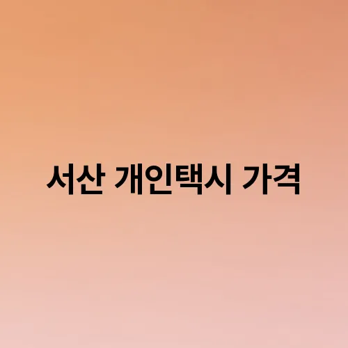 서산 개인택시 가격